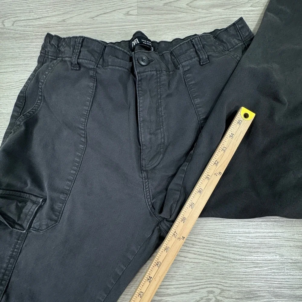 Zara Men's Cargo Pants DNWR Technical Fabric Black 34 Tactical Utility Pockets